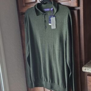 Alan Flusser 50% Merino Wool Blend Collar Sweater